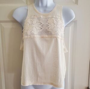 We the Free Free People Creme Crochet Front Cropped Tank Top Women's Sz XS